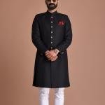 Handmade Royal Black Maharaja Style Achkan | Elegant Ethnic Wear | Jaipurio